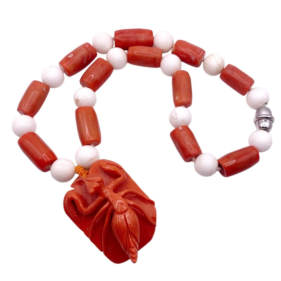 VTG Necklace Salmon Coral Angel Skin Coral 18” 6 ounces