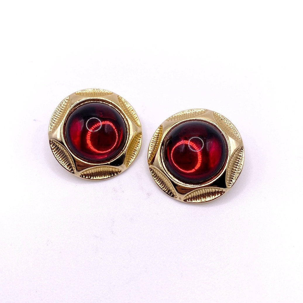 M Jent Signed Pierced Vintage Earrings