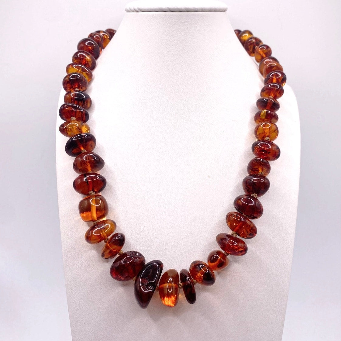 Vintage Cognac Amber Set Necklace And Bracelet