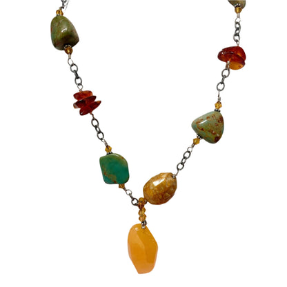 Silpada St Silver Necklace Amber and Jasper Gemstones