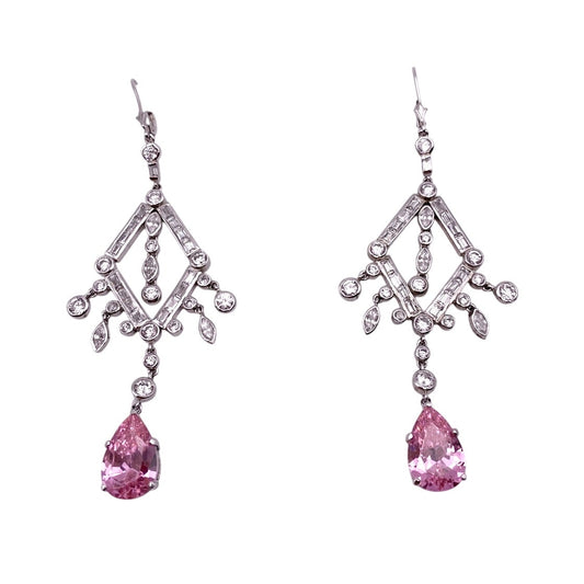 Chandelier Dangling Drop Earrings Silver and Rhodium Plated with CZ Crystals 3”
