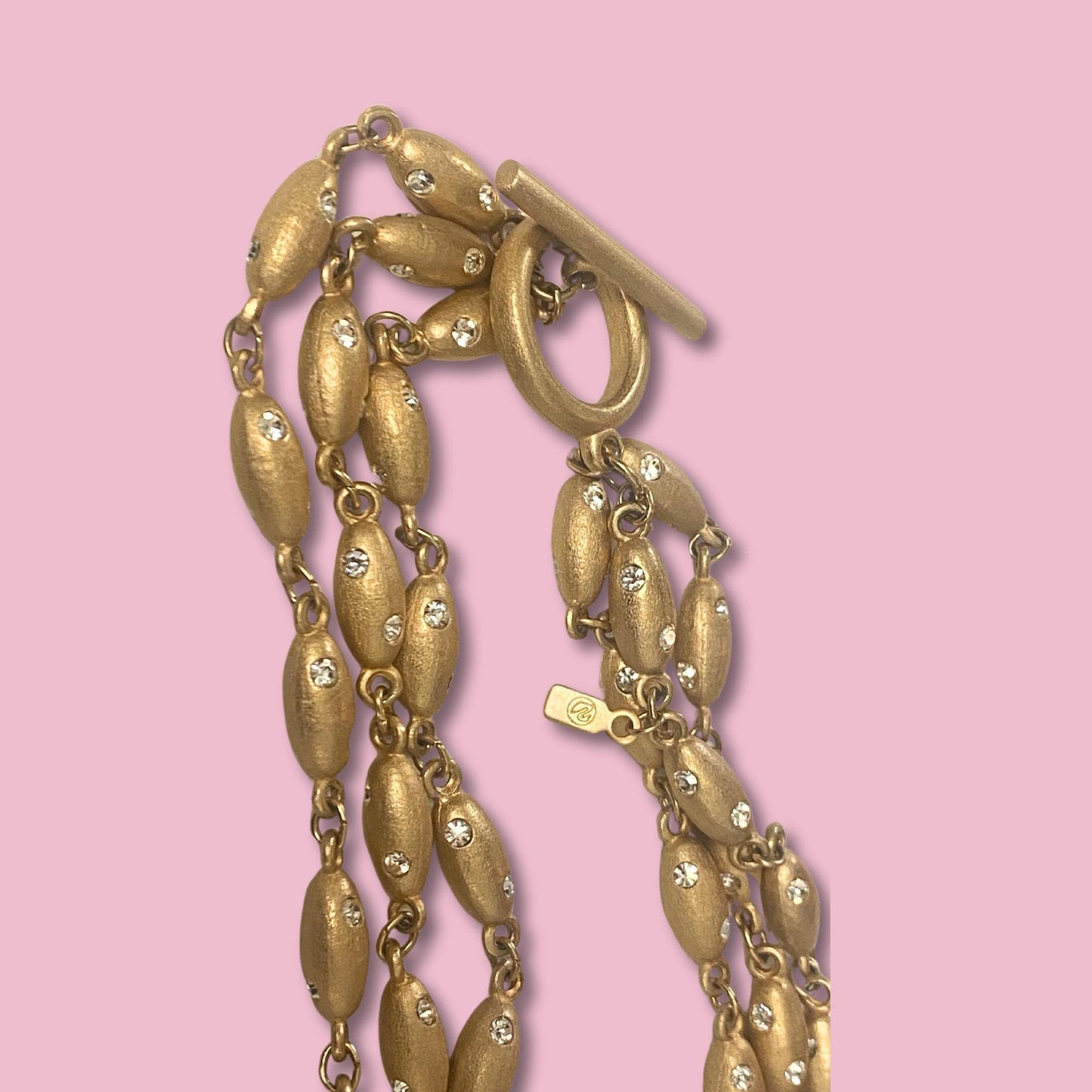 Vtg Swarovski Multi layered Chunky Necklace
