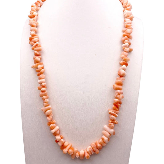 Angel Skin Coral Chips Necklace 18” Long