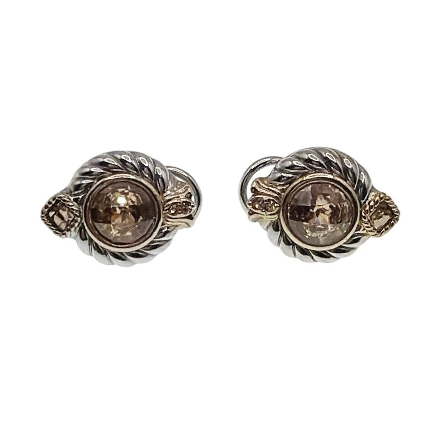 Retro Silver Tone Cubic Zirconia Citrine Stones
