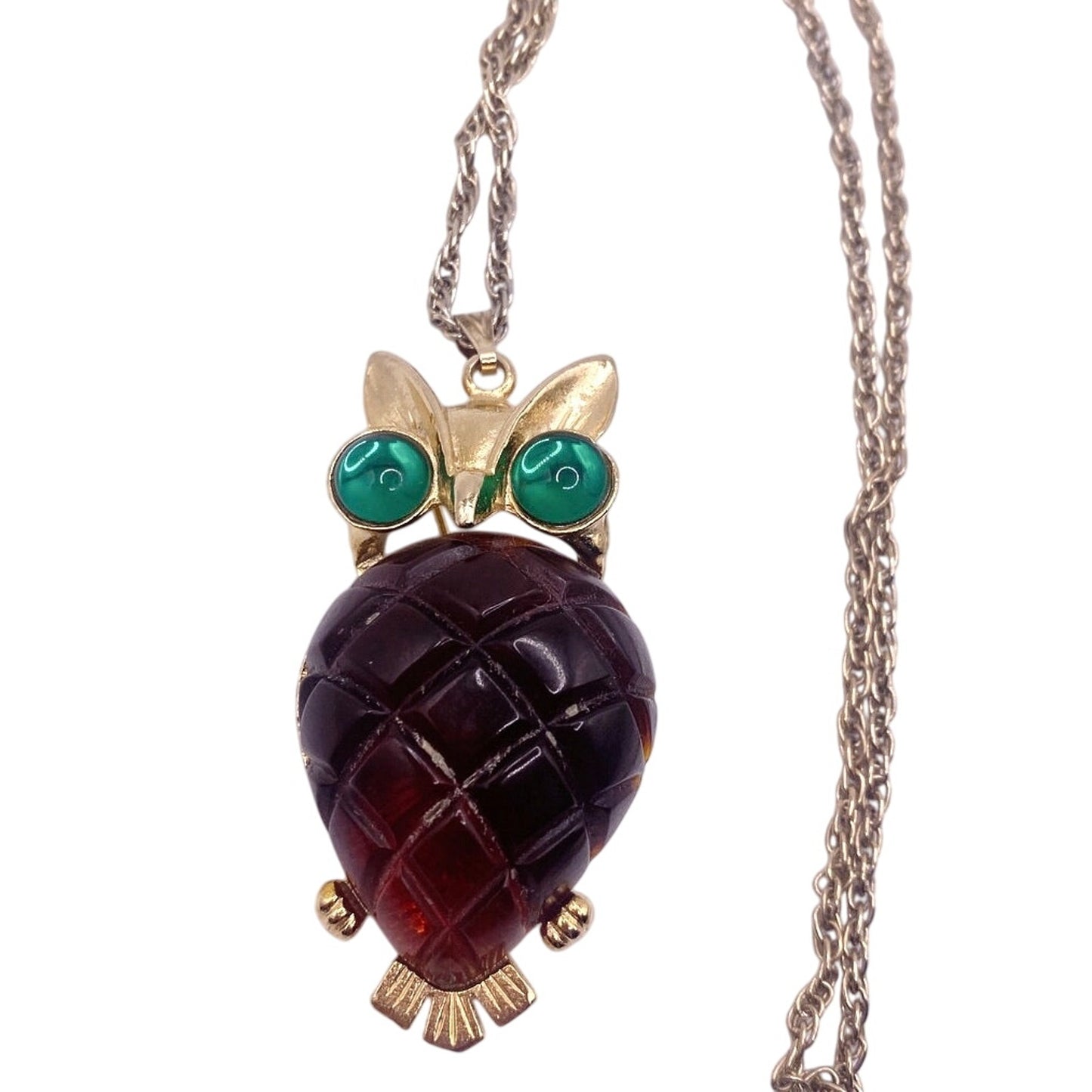 Corocraftmam Jelly Belly Owl Pendant Brooch Unsigned
