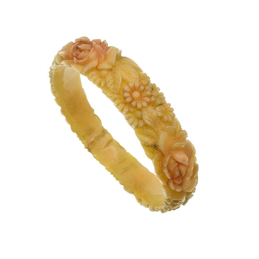 Floral Carved Vintage Celluloid Bracelet Size 8
