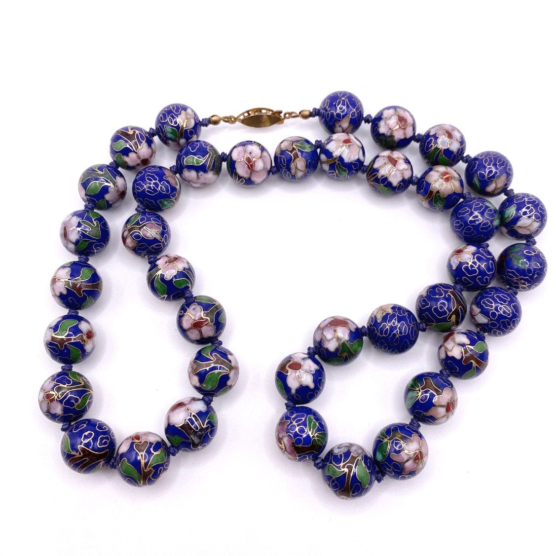 Vintage Chinese Cloisonné 8cm Beads Necklace 24”