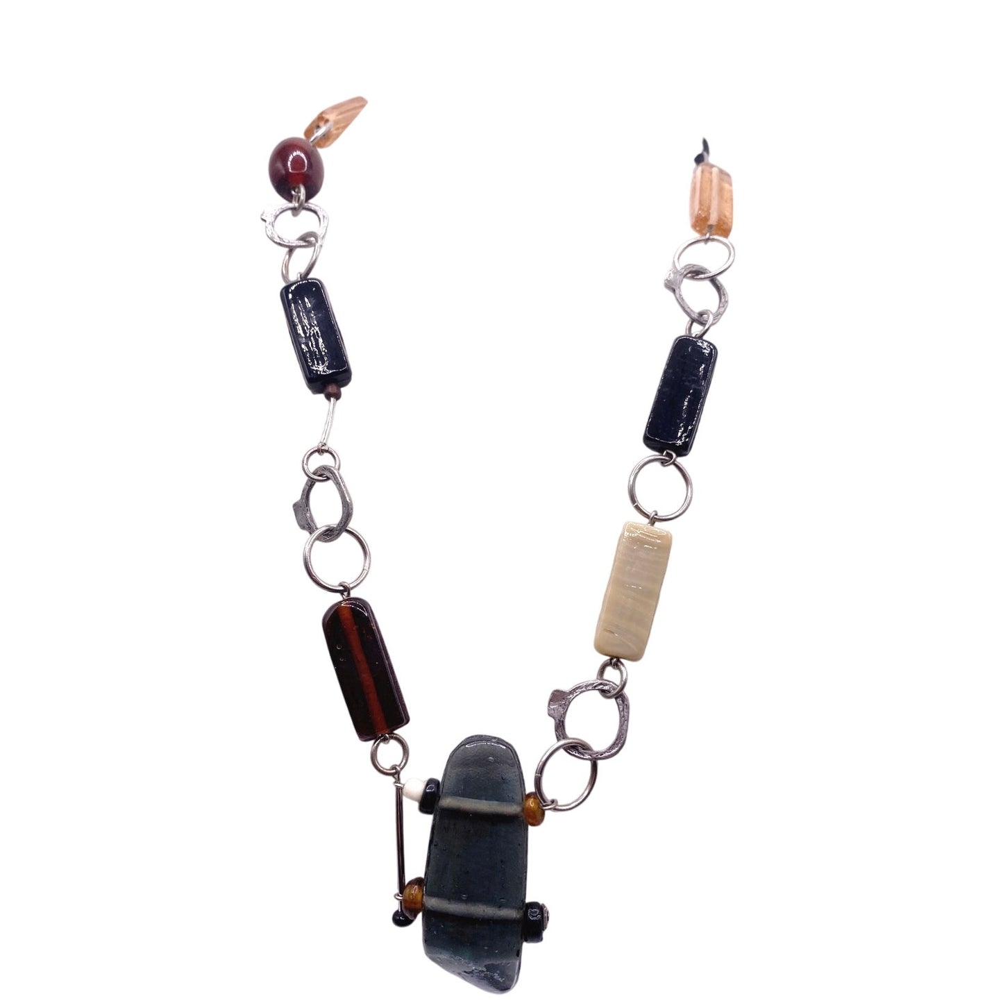 Anne Marie Chagnon Signed Necklace With Blown Glass Beads