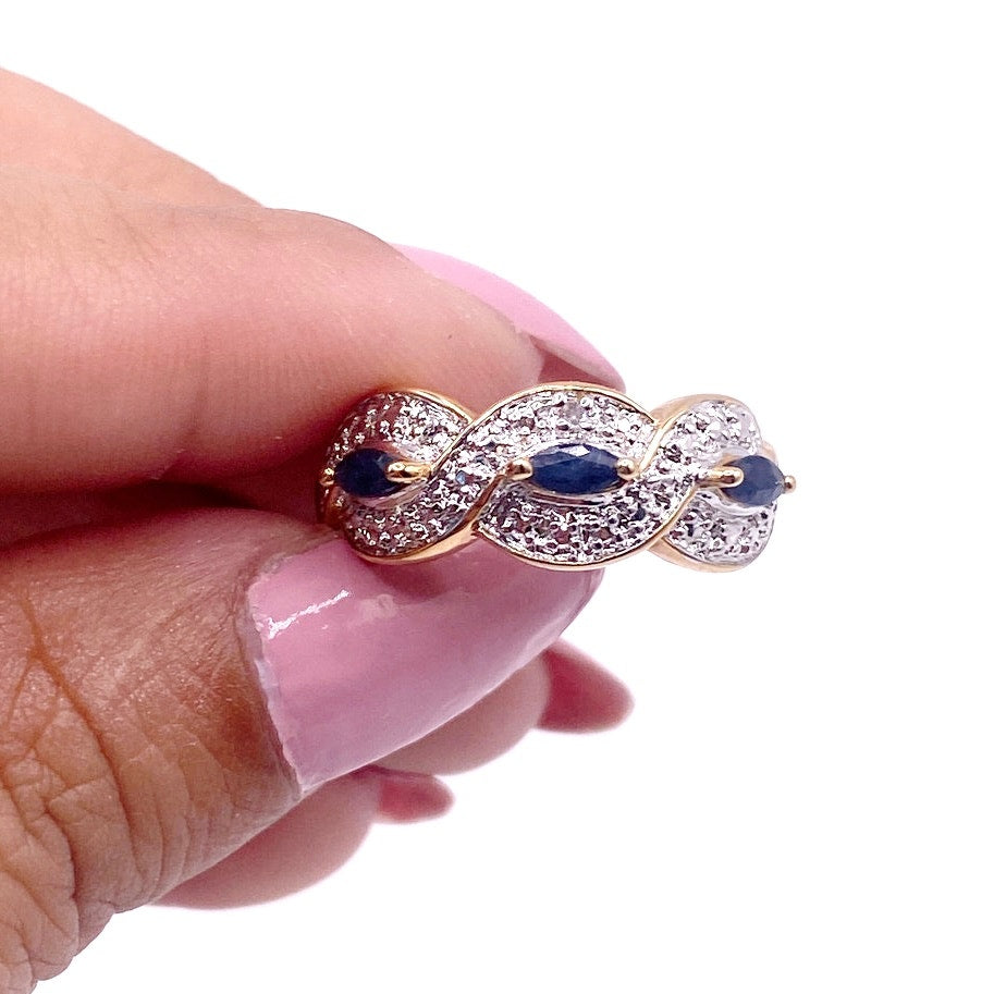 Ross Simmons Gold Plated Sterling Silver Bracelet and Ring Set with Blue Sapphires 7”