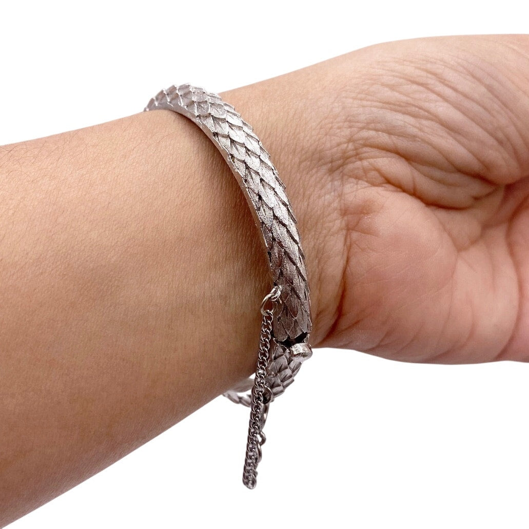 Trifari Bracelet with Safety Chain Silver Tone