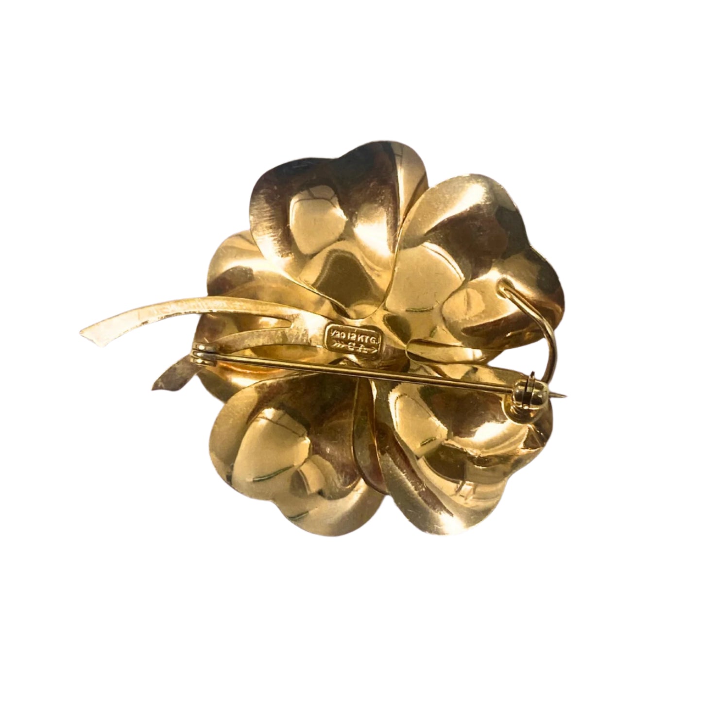 Vintage Arrowhead Brooch 12k Gold Filled Dimentional Flower