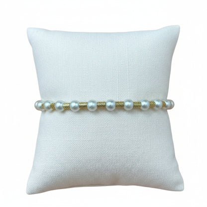 Vintage 14k Gold and Pearl Bracelet 7"