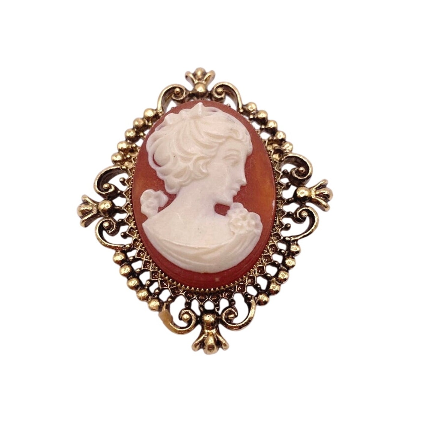 Avon Vntg Cameo Brooch in Solid Perfume Box