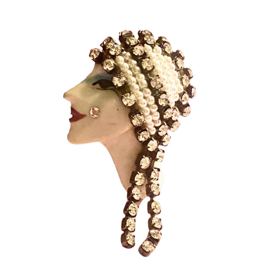 VTG Porcelain Face Brooch Original By Elvira and Jackie