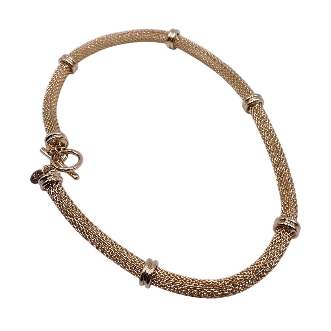 Vintage Signed Mesh Metal Collar Collar Necklace Toggle Closure 16"