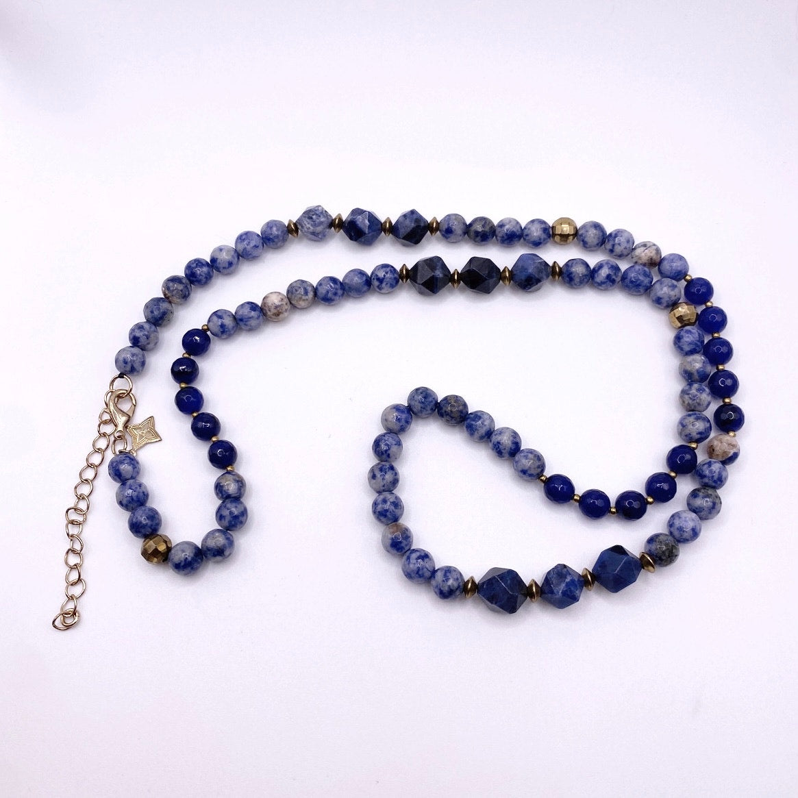 Vintage Sodalite Gemstones Long Necklace 28”