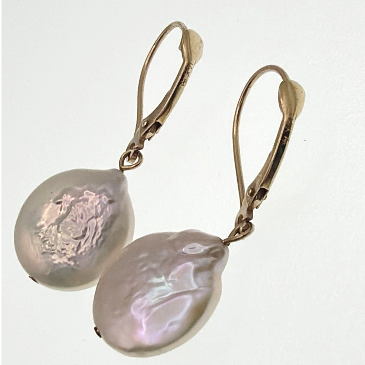 14k Gold And Fresh Water Pearl Drop Earrings