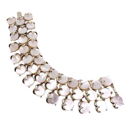 Mother of Pearl Panel Bracelet Gold tone 7”
