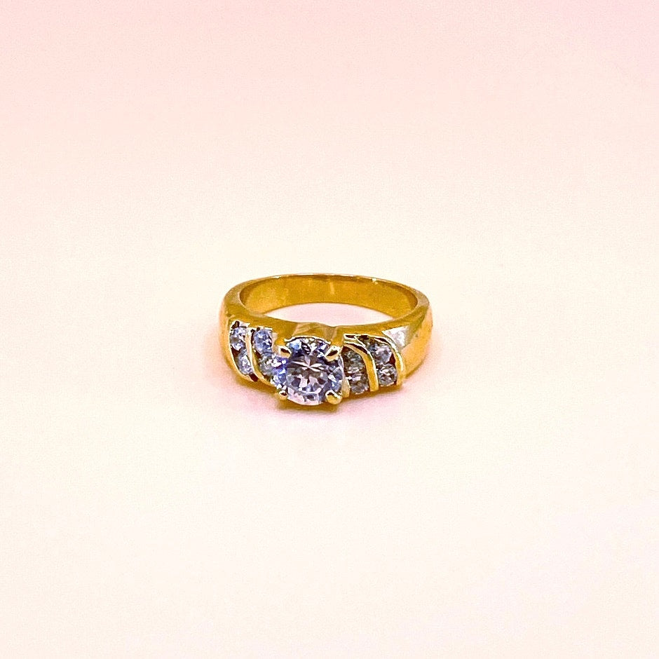 14k Gold Filled Ring Band CZ 5.5"