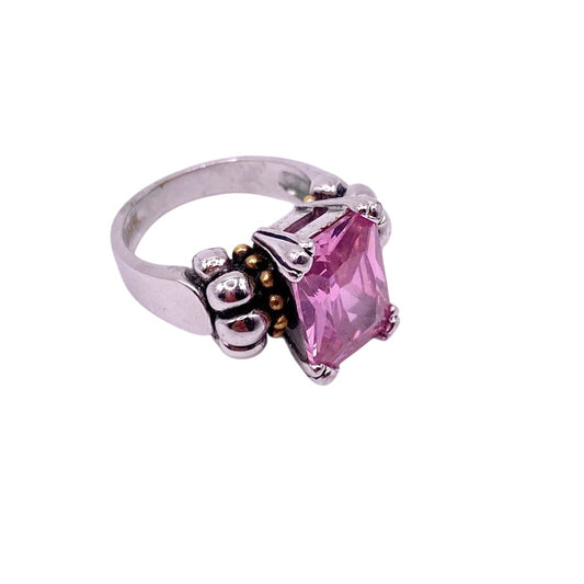 18k Gold Electroplated Citrine Tone CZ Statement Ring size 8
