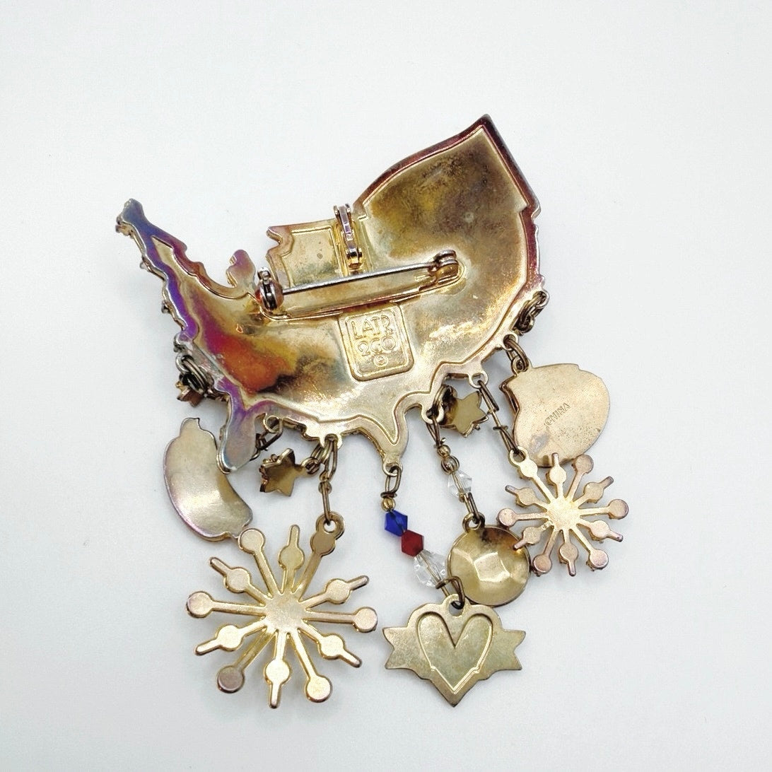 Lunch At The Ritz American Flag Baseball Hot Dog and Mom Vintage Brooch