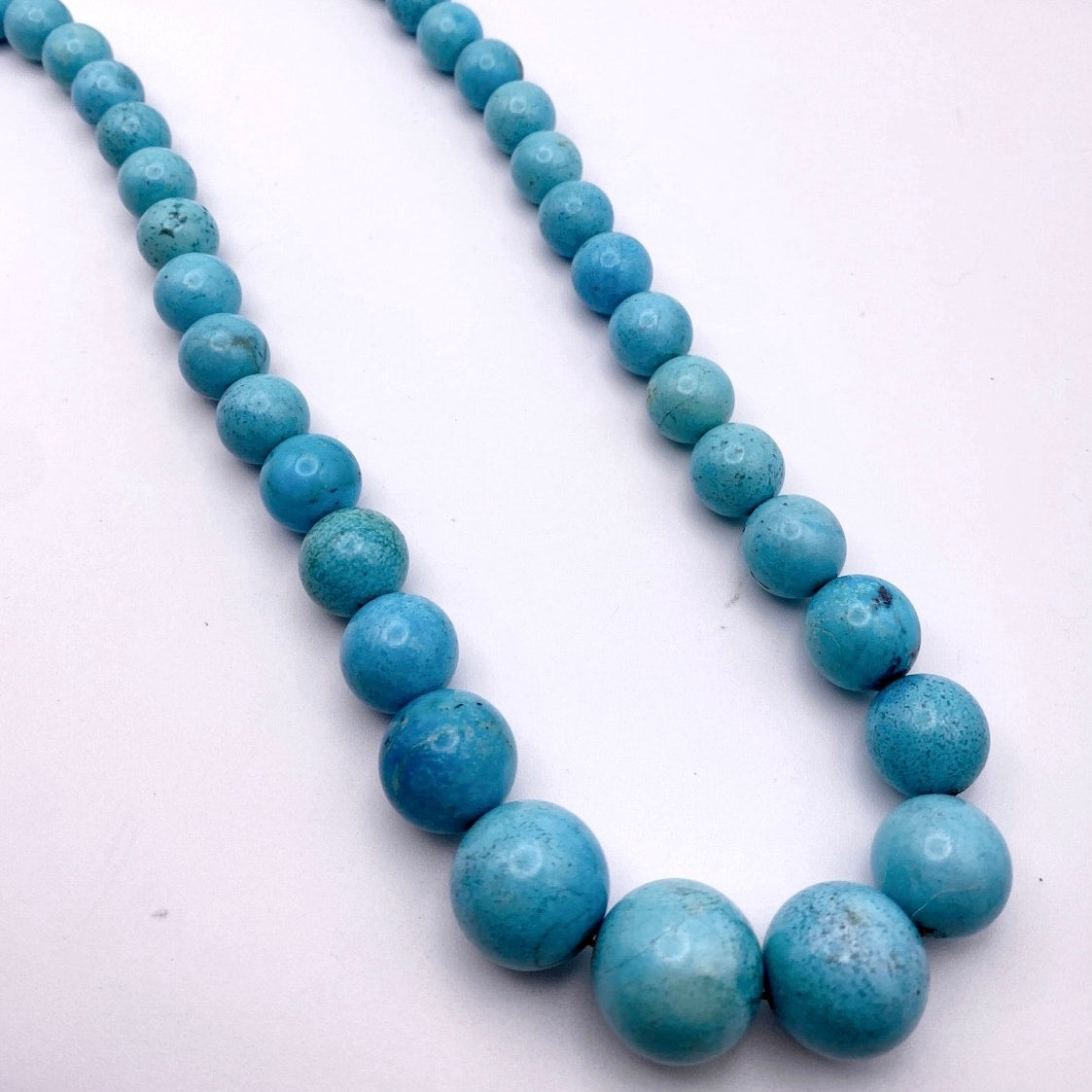 Sleeping Beauty Turquoise XL Vintage Necklace 26” Sterling Silver Closure