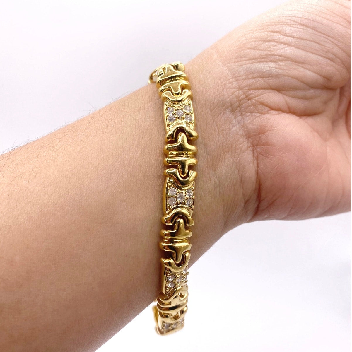 Joan Rivers Gold Tone Tennis Bracelet with Rhinestones Size 8”