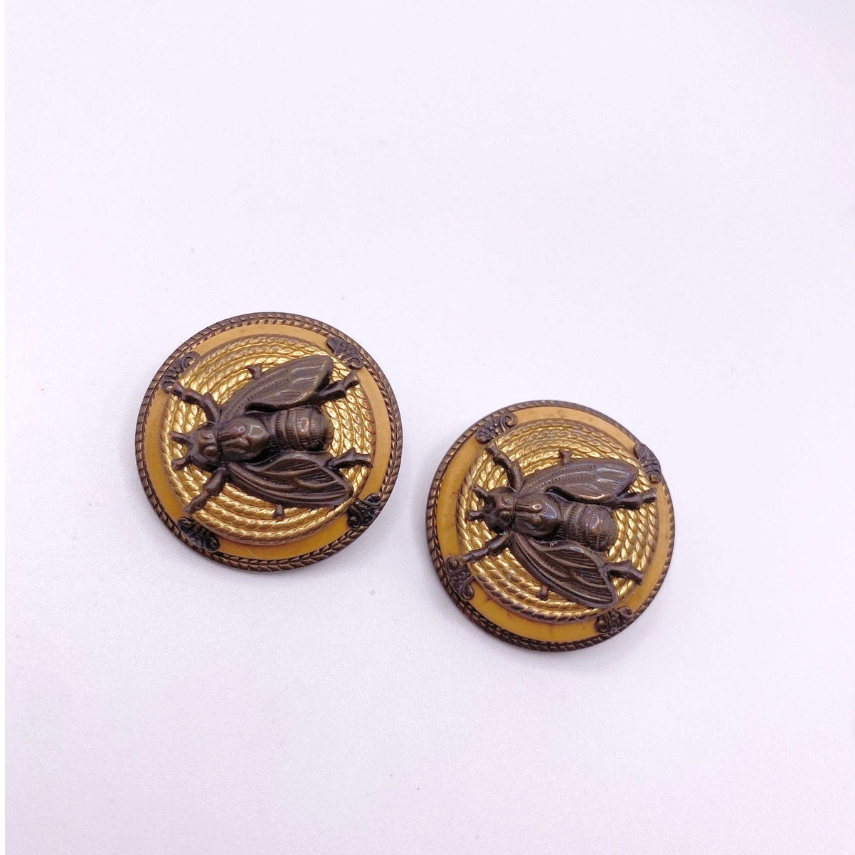 Vintage Mix Metal Clip on Earrings Insect With Bakelite Rare Find