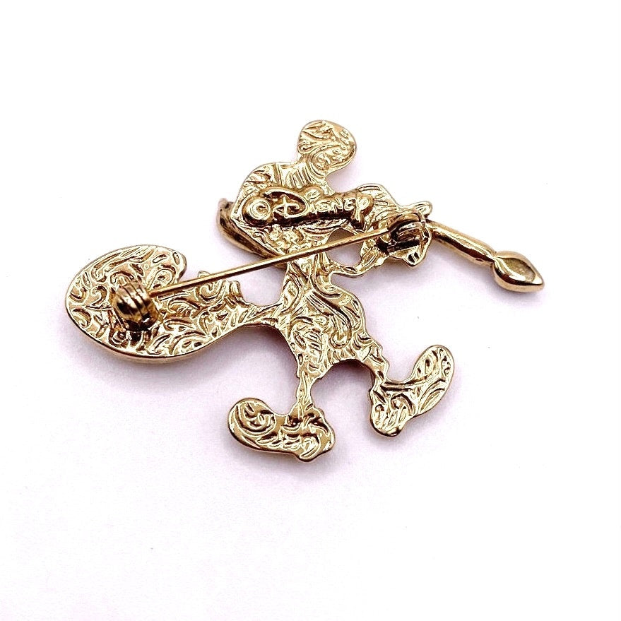 Vintage Mickey Mouse Artist Paint Pallet Brooch With Rhinestones