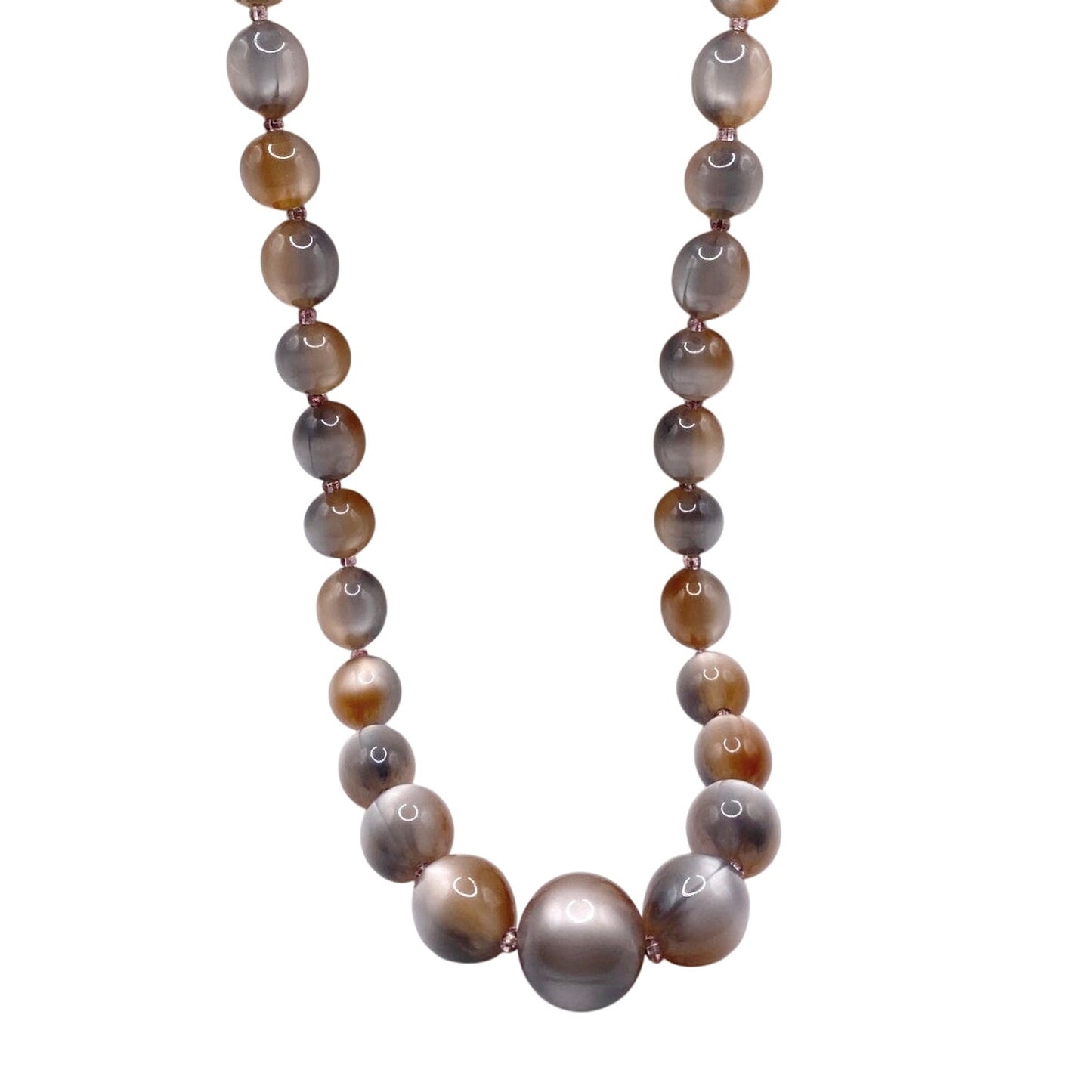 Vintage Moon Glow Lucite Iridescent Beautiful Gradient Beads 24”