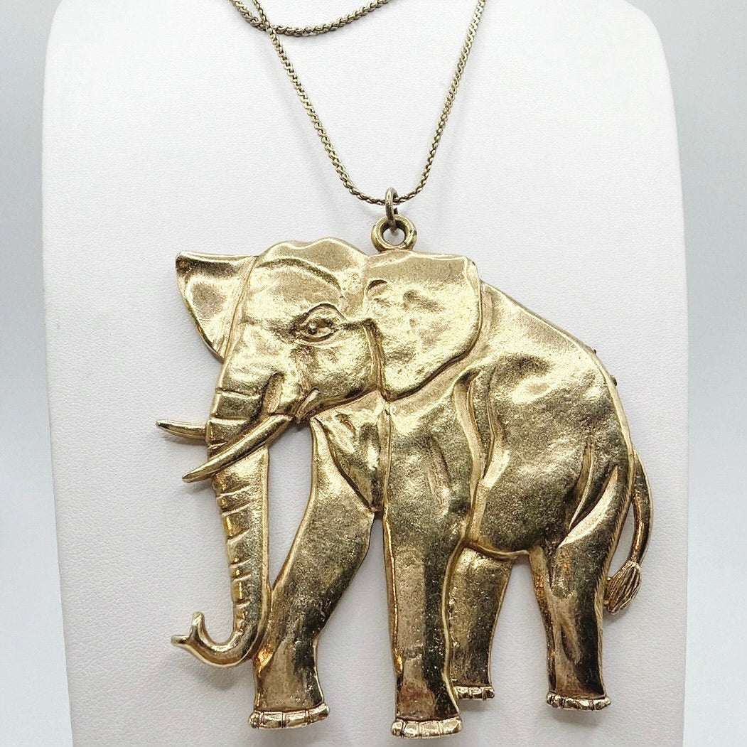 Monet Vintage Elephant Pendant Chain 24”
