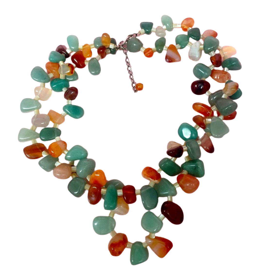 Carnelian & Agate Necklace Double-Strand Gemstone