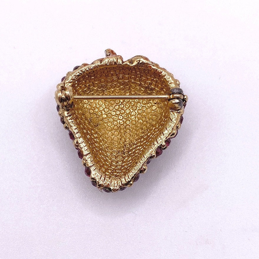 Vintage Strawberry Ruby Red Crystals Brooch