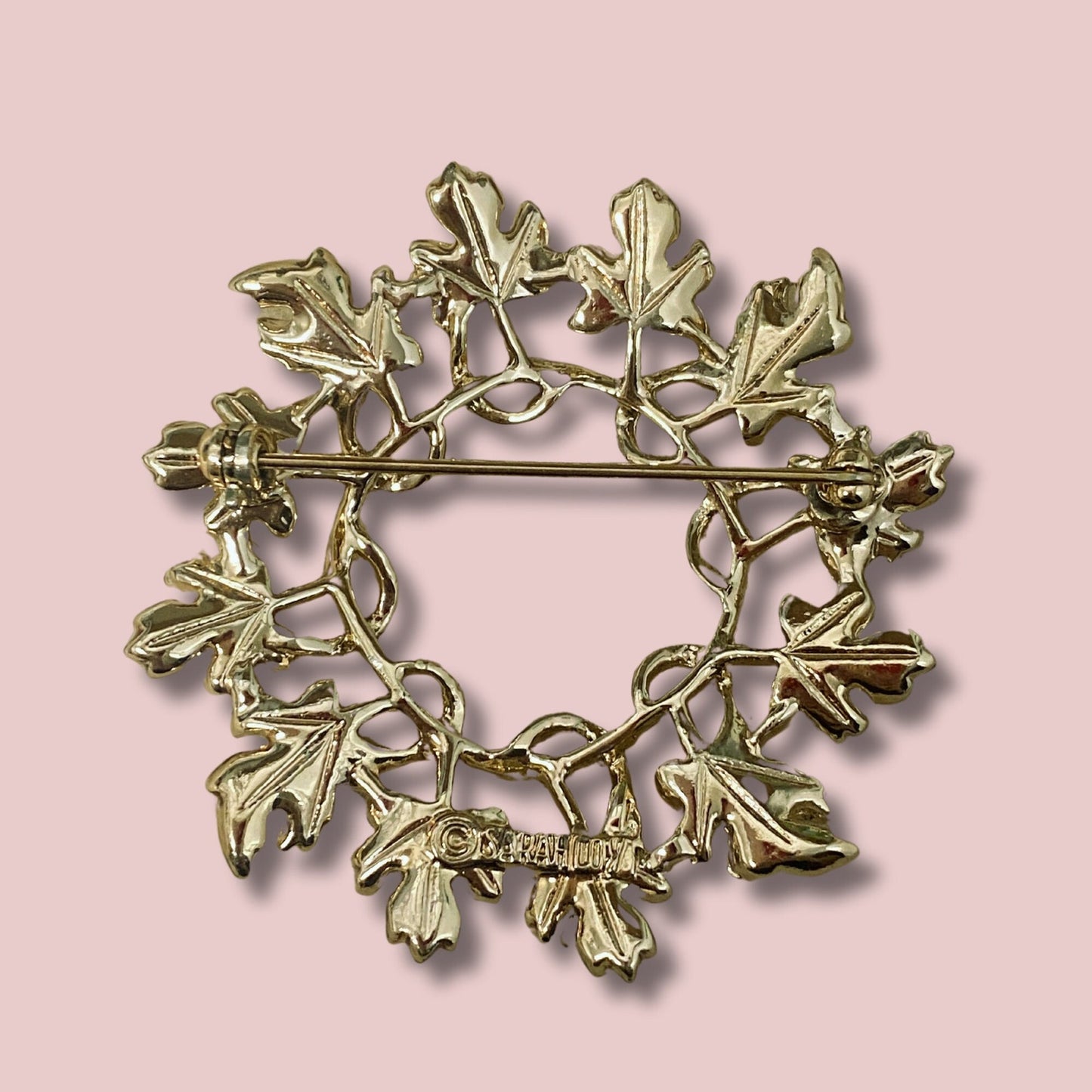 Sarah Coventry Golden Silver Leaves  Brooch and Earrings Set