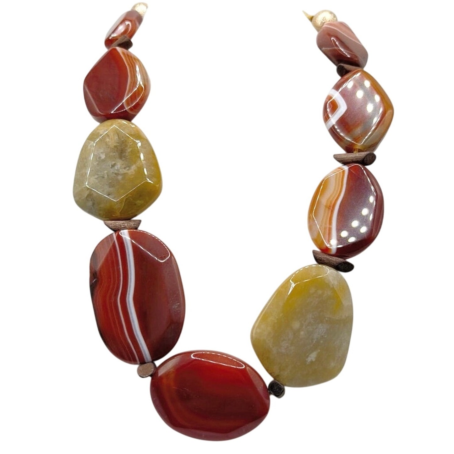Vintage Chunky Red Agate Gemstone Necklace Adjustable 22”