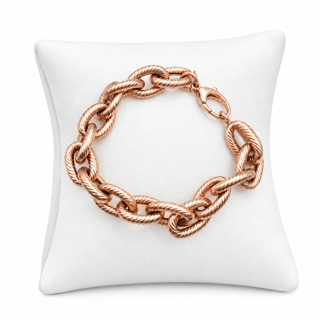 Bronze Milor Italy Rose Gold Tone Bracelet 7”