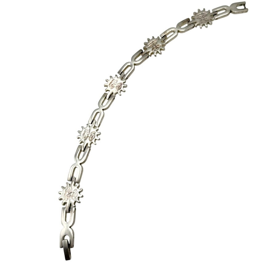 Sterling Silver Smiling Suns Links Bracelets 7.5
