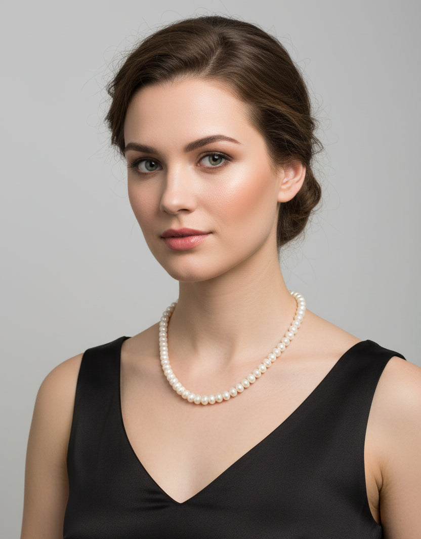 Freshwater Pearls and Gold Filled Clasp Short Necklace 15”