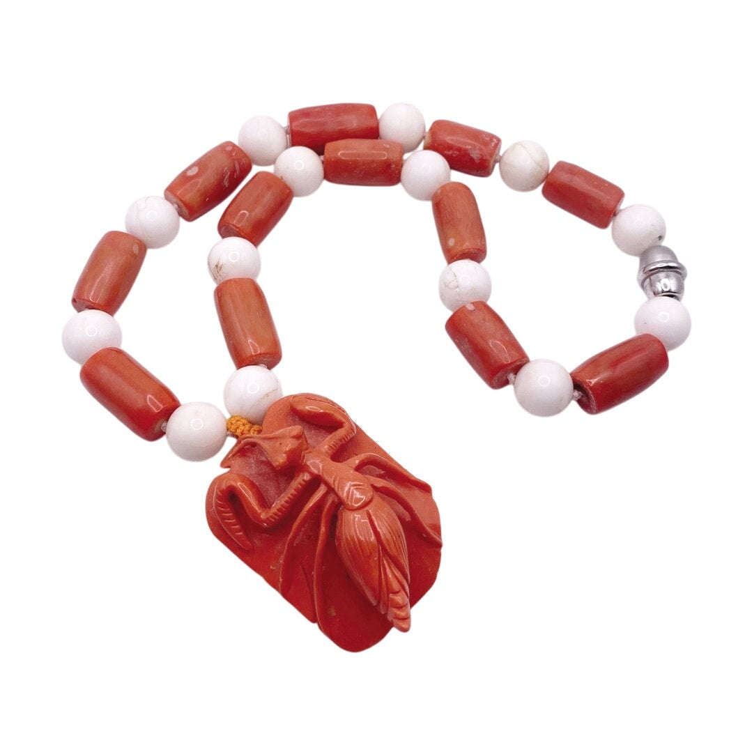 VTG Necklace Salmon Coral Angel Skin Coral 18” 6 ounces