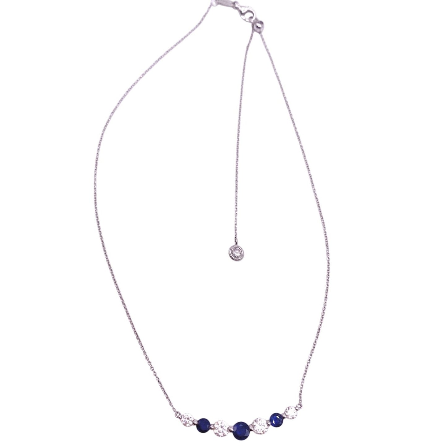 Lafonn Signed Slicing Adjustable Necklace/Choker Sterling Silver and Lab Sapphire