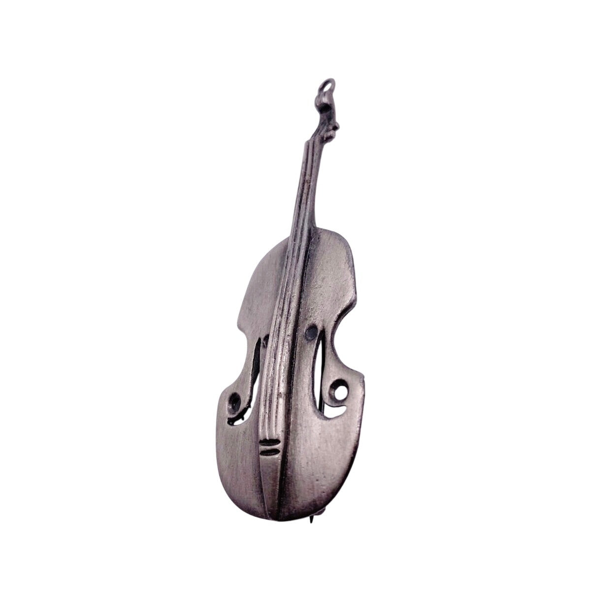 Vintage Violin-Cello Strings Musical Instrument Brooch Silver Tone 3” long