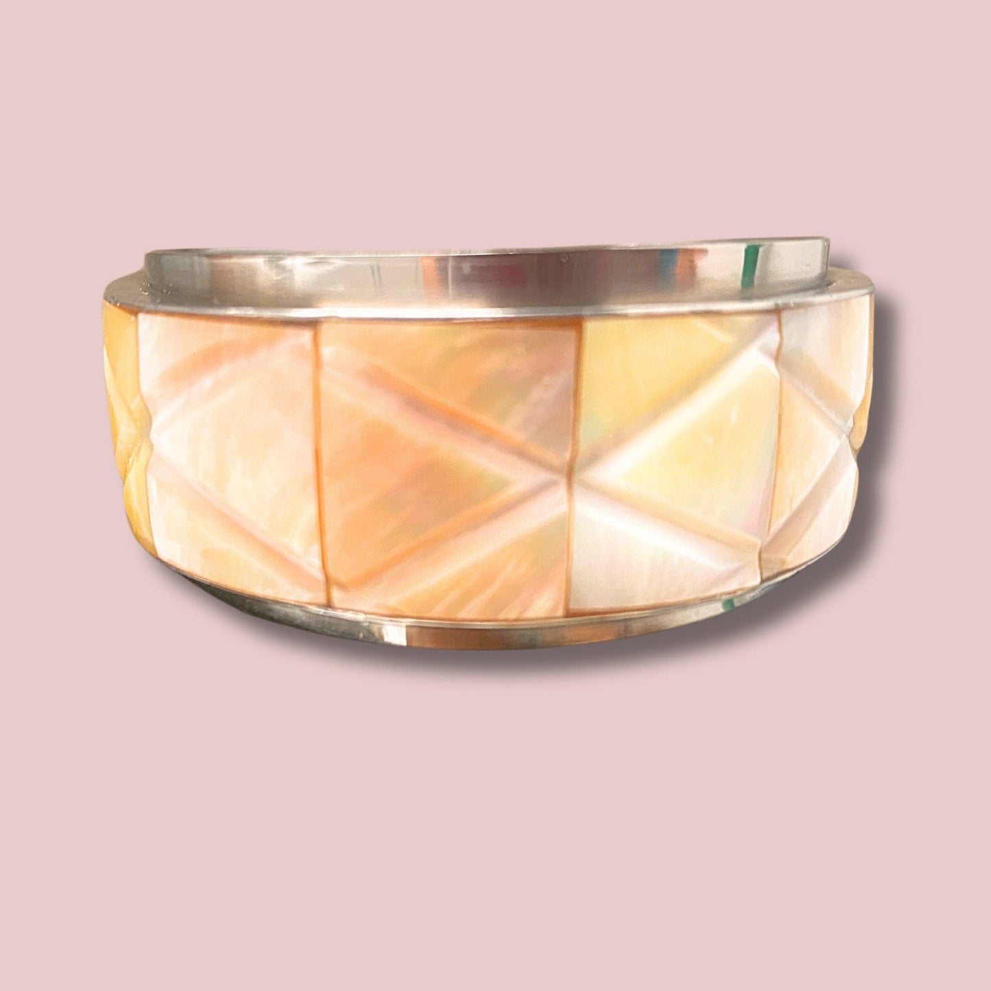 Vtg Mother of Pearl Carved Cuff Bracelet