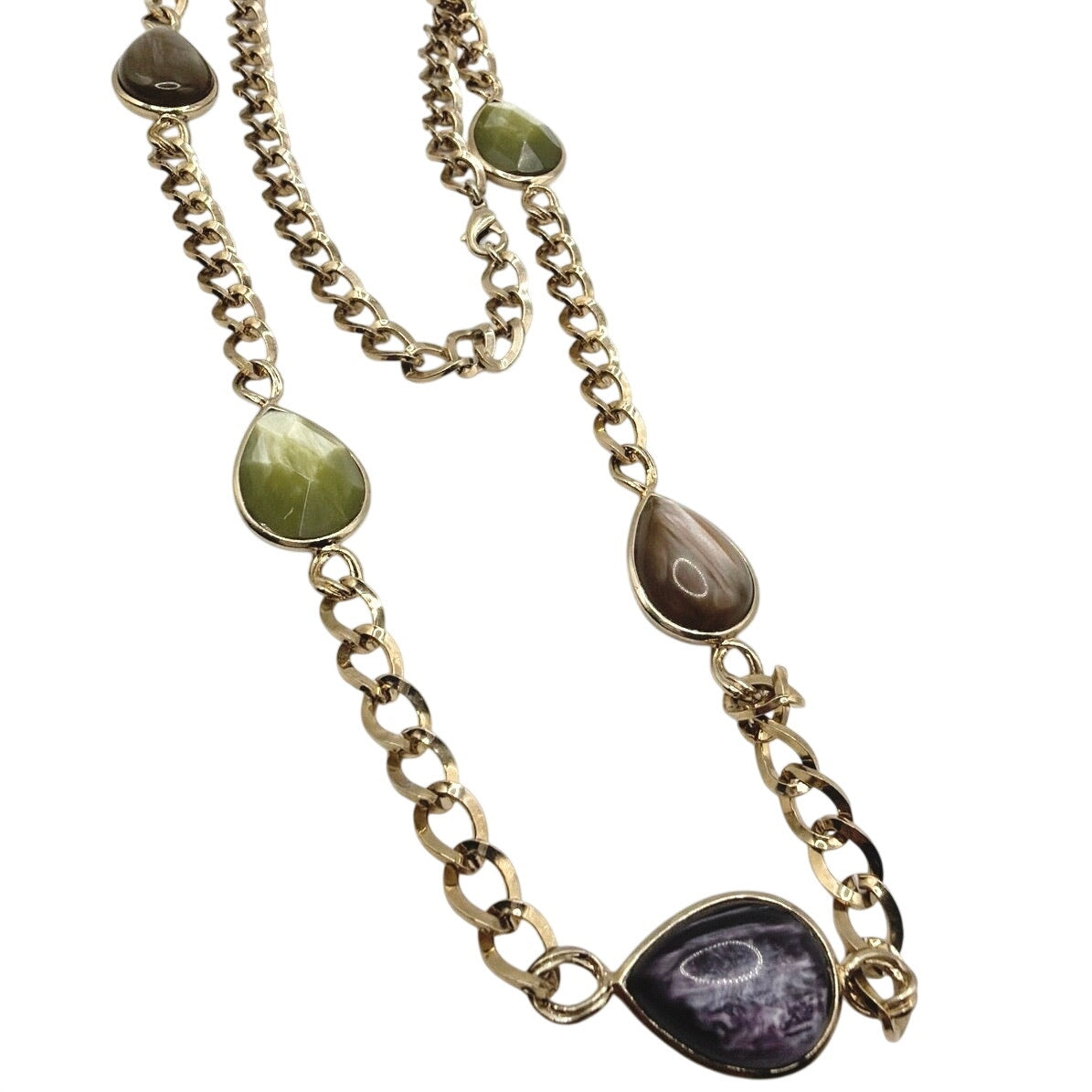 Vintage Retro Large Necklace 30" Long with Lucite Stones