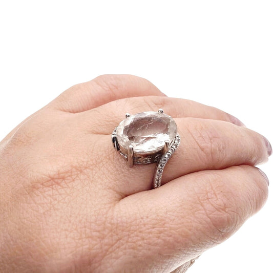 BBJ Sterling Silver and Natural Quartz Small Ring 4.7”
