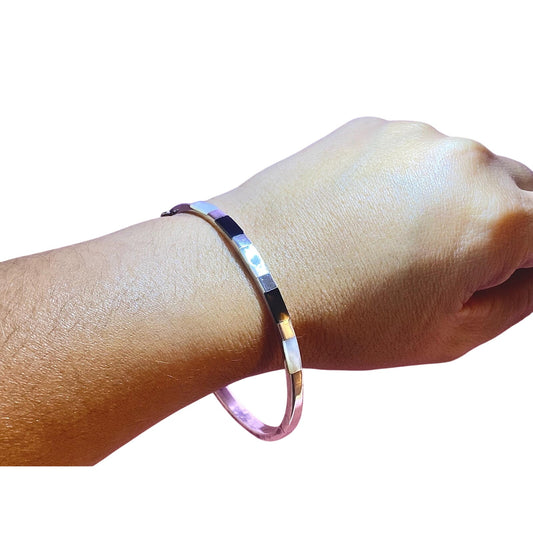 Sterling Silver Bangle Bracelet Mother Of Pearl and Onyx