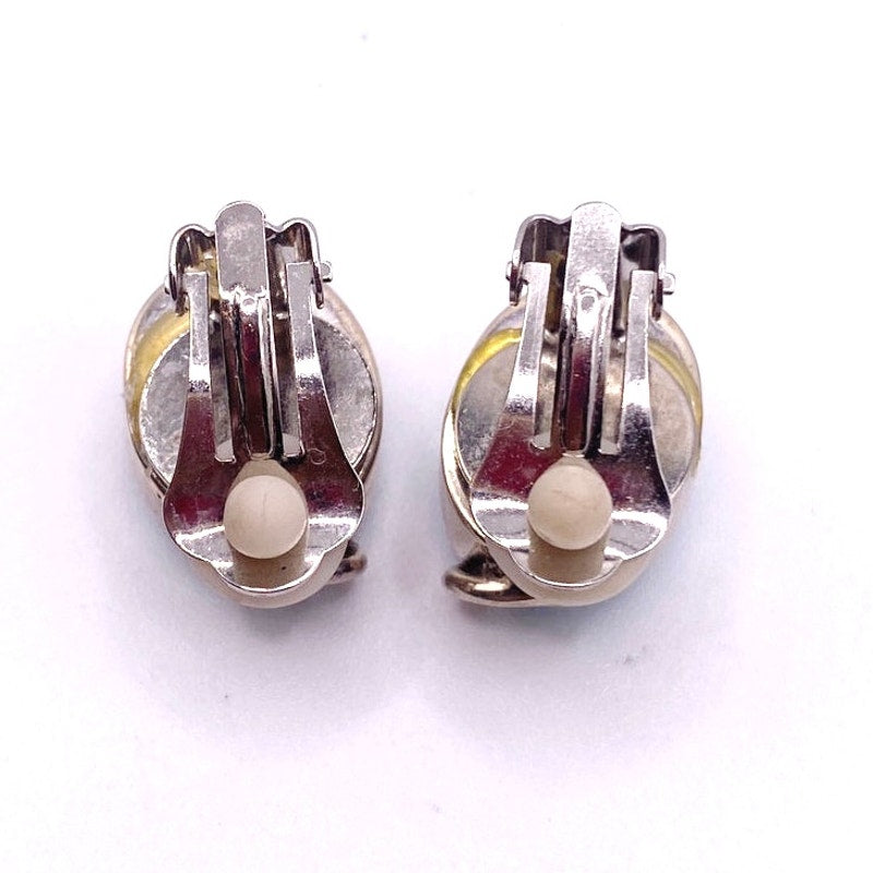 Vintage Turquoise And Sterling Silver Plated Clip On Earrings