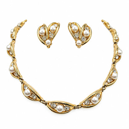 Bogoff Faux Pearls Necklace And Screw Back Earrings Set