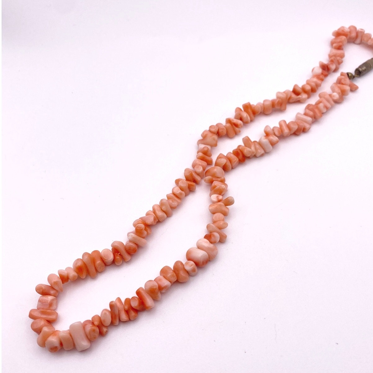 Angel Skin Coral Chips Necklace 18” Long