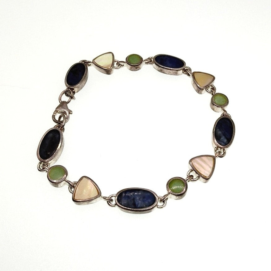 Sterling Silver and Gem Stones Bracelet 7”