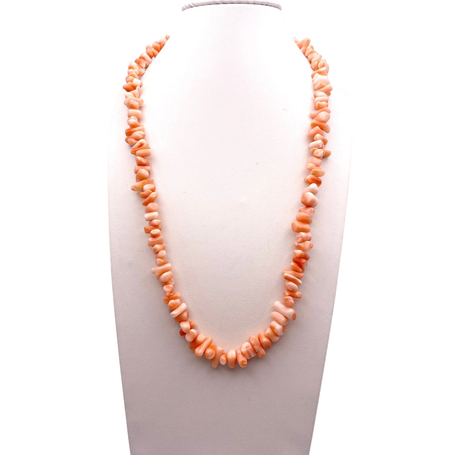 Angel Skin Coral Chips Necklace 18” Long